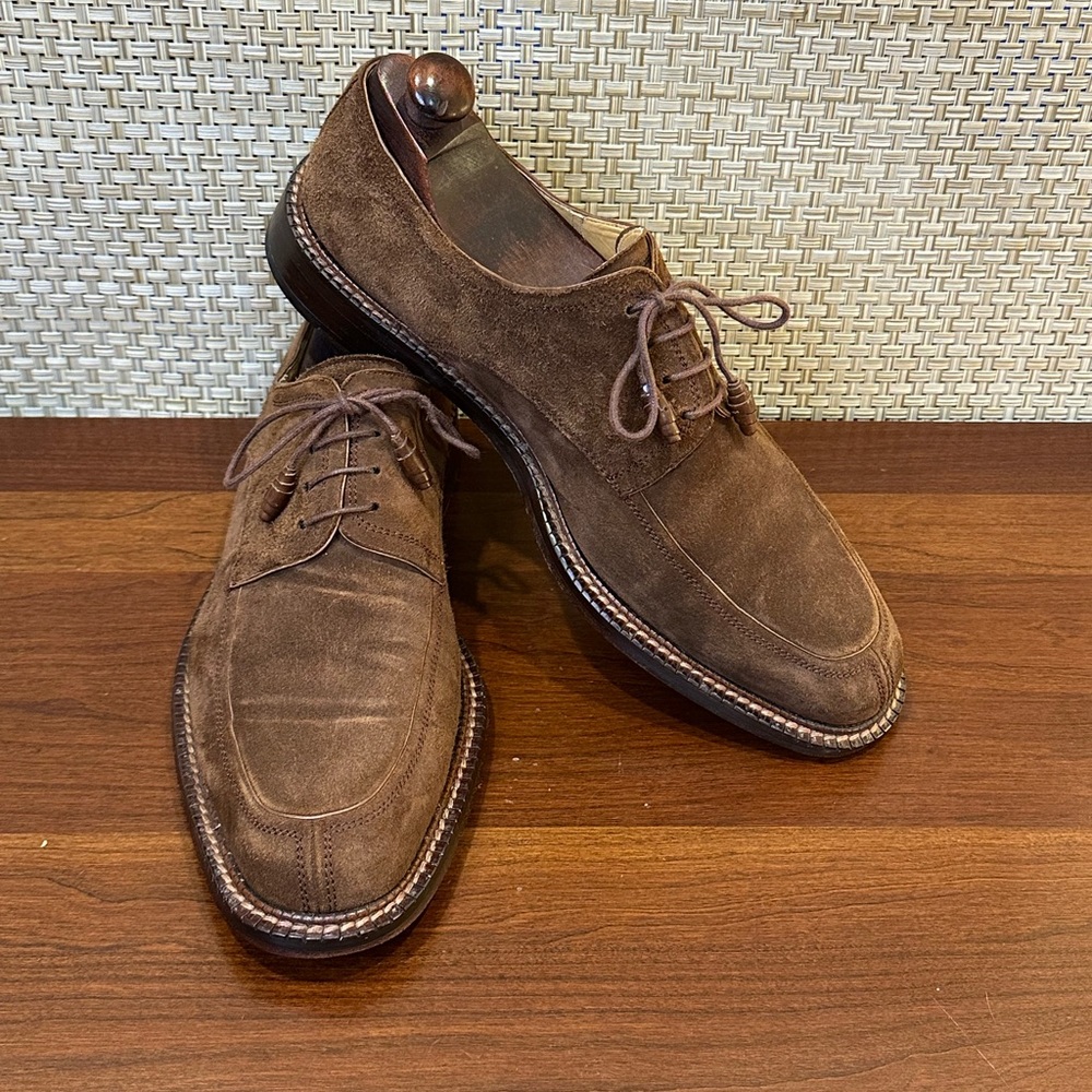 🌟2xHP🌟VTG 1980s Mezlan Brown Suede Rovigo Split Toe Derby's 10